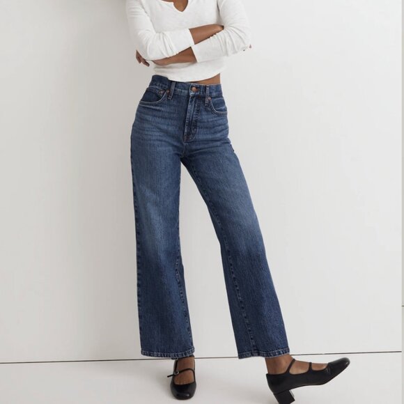 Madewell Perfect Vintage Wide-Leg High-Waist Jean - Dark Blue - Picture 1 of 7